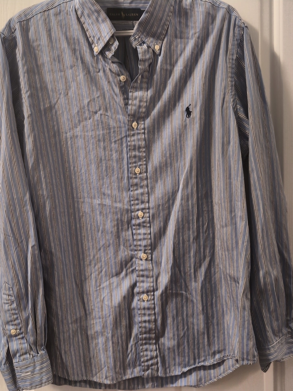 Ralph Lauren Men’s Blue and White Striped Button-Down Shirt
